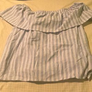 Stripped white/blue off the shoulder top